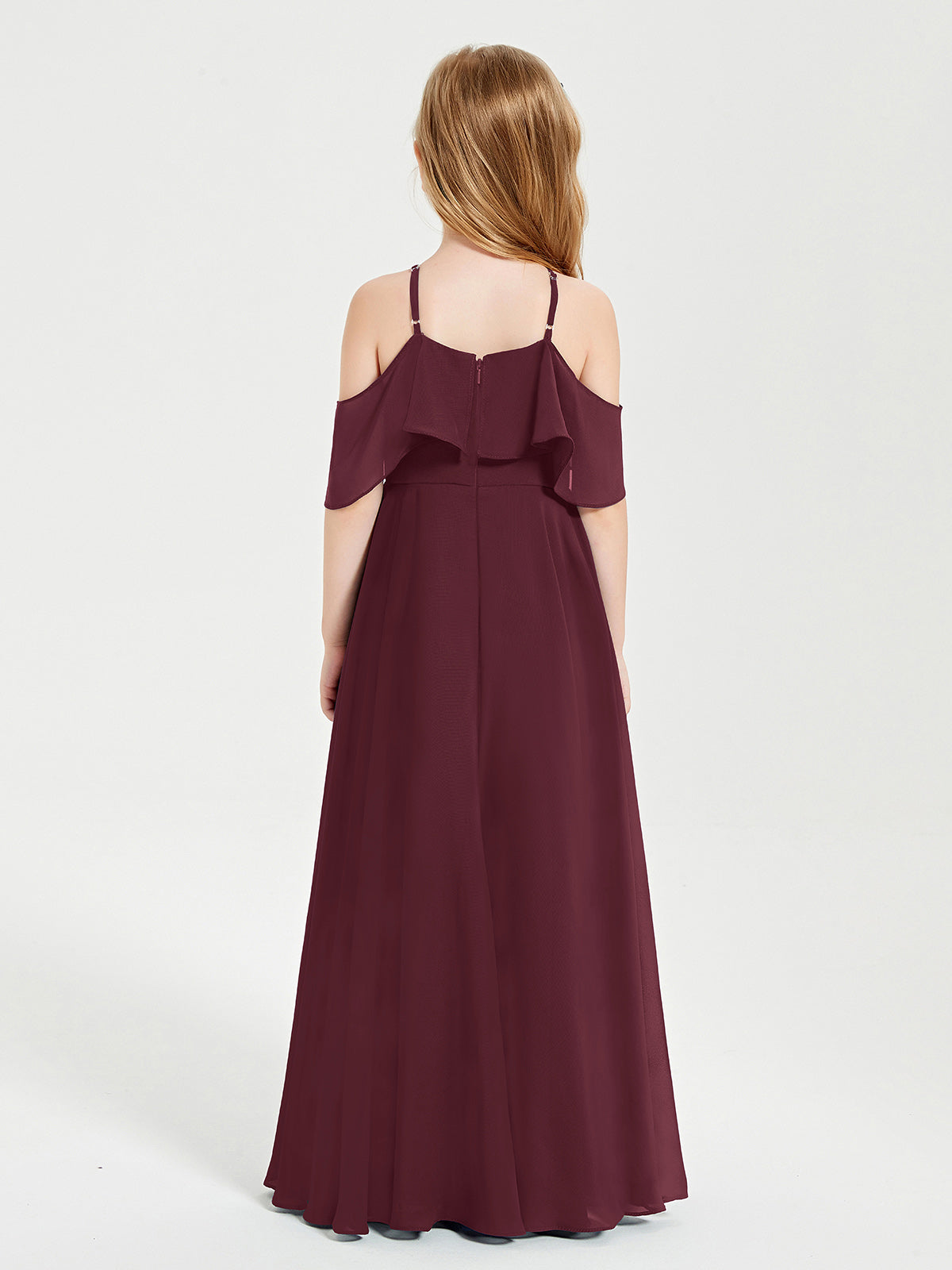 Off-the-Shoulder Long Dresses for Junior Bridesmaids Cabernet